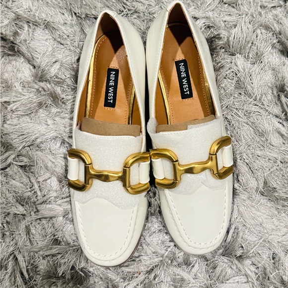 Nine West Shoes - Nine West White Loafers with Gold Accent